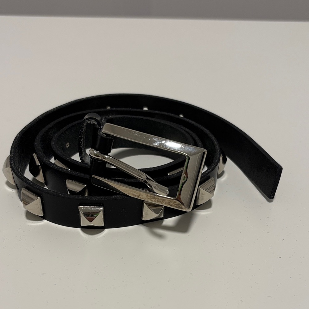 Black Leather Studded Belt